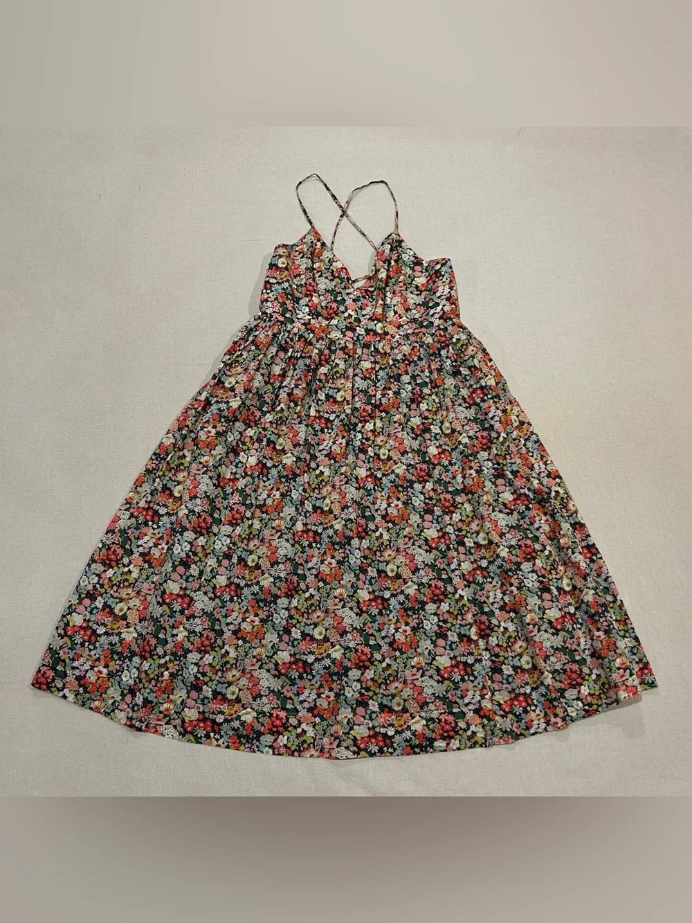 J. Crew x Liberty London Thorpe Ditsy Floral Midi Dress 12 Lace Up Tie Back - Picture 6 of 15